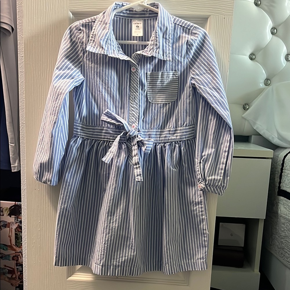 Carter's Blue and White Striped Casual Dress